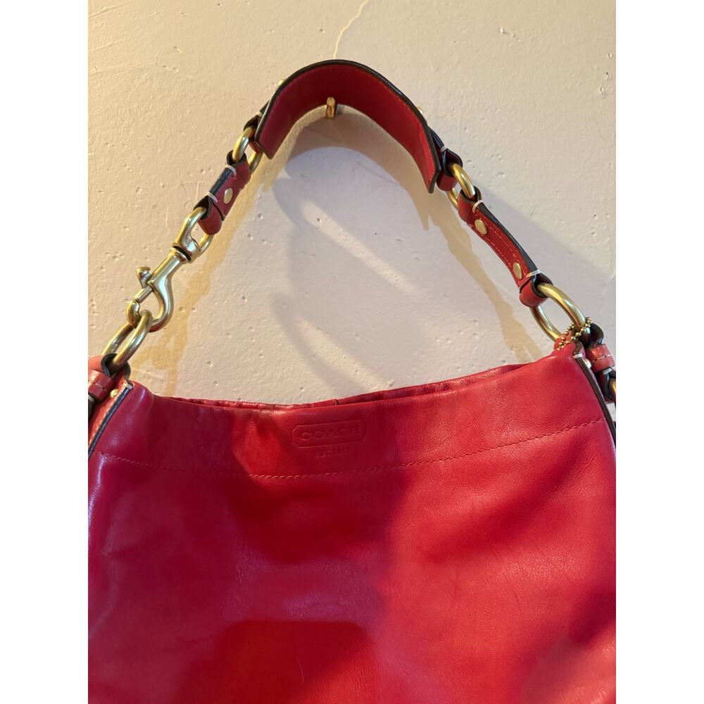 Coach 10615 Ergo Hobo Bag Red Leather Brass Hardware Y2K Hang Tag - Picture 4 of 12